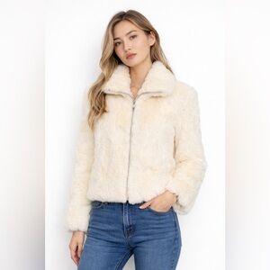 Cream Fur Cropped Coat | Small | NWT